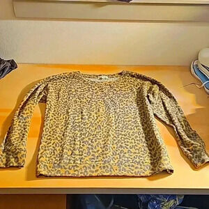 Womens Nine Britton Leapord Print Poly Rayon Spandex Sweater Medium